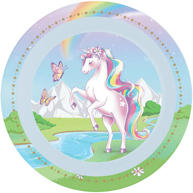 4 Plates Unicorn Dreams Plastic Reusable 21,2 cm