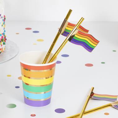Gold Foiled Rainbow Flag Straws