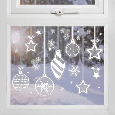 Window Stickers - White Snowflakes and Baubles