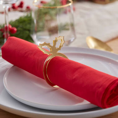 Napkin Holder - Gold Acrylic Holly Shaped