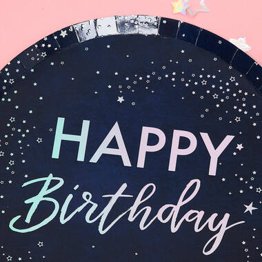 Paper Plates - Happy Birthday - Iridescent Foiled