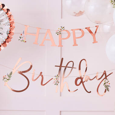 Bunting - Rose Gold Happy Birthday