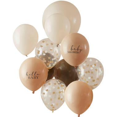 Balloon Bundle - Mixed Slogan and Confetti - Taupe