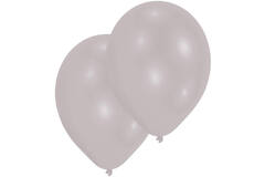 10 Latex Balloons Metallic Silver 27.5 cm / 11"