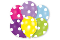 6 Latex Balloons All Round Printed Polka 27.5 cm / 11"