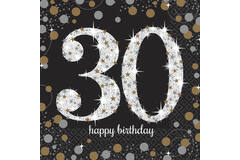 16 Napkins 30 Sparkling Celebration - Silver & Gold 33 x 33 cm