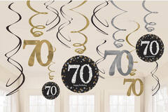 12 Swirl Decorations 70 Sparkling Celebration Foil / Paper 61 cm