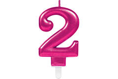 Number Candle 2 Sparkling Celebrations Pink Height 9.3 cm