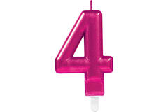 Number Candle 4 Sparkling Celebrations Pink Height 9.3 cm