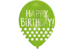 6 Latex Balloons Happy Birthday - Dots 27.5 cm / 11"