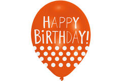 6 Latex Balloons Happy Birthday - Dots 27.5 cm / 11"