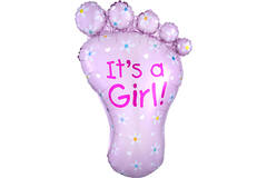 Foil Balloon - Shape - Baby Foot - "It's a Girl" - 58 x 82 cm