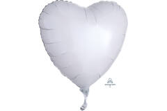 Foil Balloon - Shape - Heart - White Metallic - 45 cm