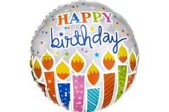 Foil Balloon – “HAPPY birthday” – glittering with candles – 45 cm