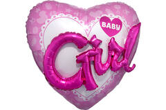 Foil Balloon – Shape – Heart – 3D – “BABY Girl” – 91 x 91 cm