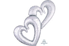 Folieballon - Shape - Interlockting Hearts - Silver - 134 x 91 cm