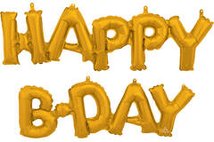 Foil Balloons – Shape – Letters “HAPPY B*DAY” - Gold - 76 x 45 cm