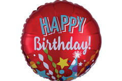 Foil Balloon - Red - "HAPPY Birthday" festive - 45 cm