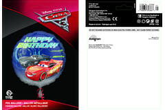 Foil Balloon - Cars "HAPPY BIRTHDAY" - 45 cm