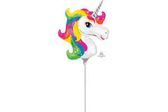 Foil Balloon - Mini Shape - Unicorn Rainbow - 22 x 25 cm
