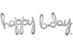 Foil Balloons – Shape – Letters "happy b*day" - Silver