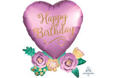 Shape Satin Heart with Flowers 58x76cm