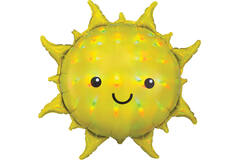 Foil Balloon - Shape - Sun - Yellow Holographic Iridescent - 68 x 68 cm