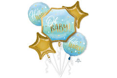 Foil Balloon Bouquet - Baby Boy - Pink and Gold - 5 pieces