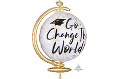 Foil Balloon - Shape - Globe with stand - "Go Change The World!"
