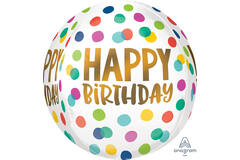 Orbz® - "HAPPY BIRTHDAY" - White with Coloured Dots - 38 x 40 cm