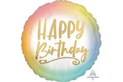 Foil Balloon - "HAPPY Birthday" - Ombre and Gold - 45 cm