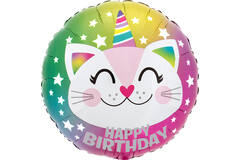 Foil Balloon - "HAPPY BIRTHDAY" - Caticorn - 45 cm