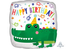 Foil Balloon - Shape - Square - "HAPPY BIRTHDAY" - Gator - 45 cm