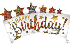 Foil Balloon – Shape – Banner – "HAPPY Birthday" – Glitter – 60 x 88 cm