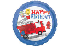 Foil Balloon – FR Fire Brigade – "HAPPY BIRTHDAY" – 45 cm