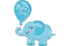 Foil Balloon - Shape - Elephant - "Baby Boy"  - 73 x 78 cm