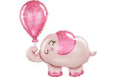Foil Balloon - Shape - Elephant - "Baby Girl" - 73 x 78 cm