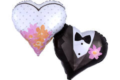 Foil Balloon - Shape - 2 Hearts - Bride and Groom - 76 x 63 cm