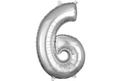 Foil Balloon - Number - 6 - Silver - 43 x 66 cm