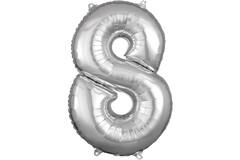 Foil Balloon - Number - 8 - Silver - 43 x 66 cm