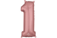 Foil Balloon - Number - 1 - Rose Gold - 28 x 66 cm