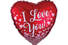 Foil Balloon - Shape - Heart - "I Love You!" - Red - 45 cm