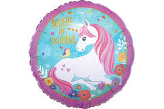 Foil Balloon - Magical "BELIEVE IN UNICORNS" - 45 cm