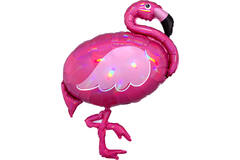 Foil Balloon - Shape - Flamingo - Holographic Iridescent - Pink - 71 x 83 cm