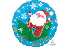 Foil Balloon - Happy Santa in Sleigh - 45 cm