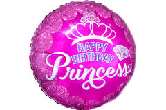 Foil Balloon - "HAPPY BIRTHDAY Princess" - Gem Crown - 45 cm