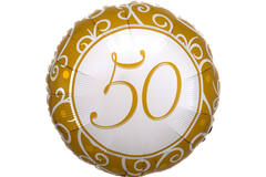Foil Balloon - "50" - Anniversary - Gold - 45 cm