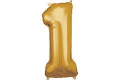 Large Number 1 Gold Foil Balloon N34 Packaged 88 cm x 38 cm
