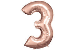 Large Number 3 Rose Gold Foil Balloon N34 Packaged 92 cm x 58 cm