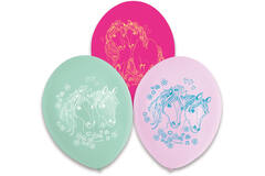 6 Pretty Pony Latex Balloons 1-Side Print 22.8 cm
